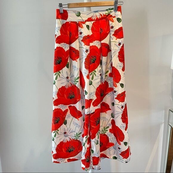 L’Atiste By Amy High Waisted Wide Leg Floral Cropped Pants size Small - Picture 3 of 15